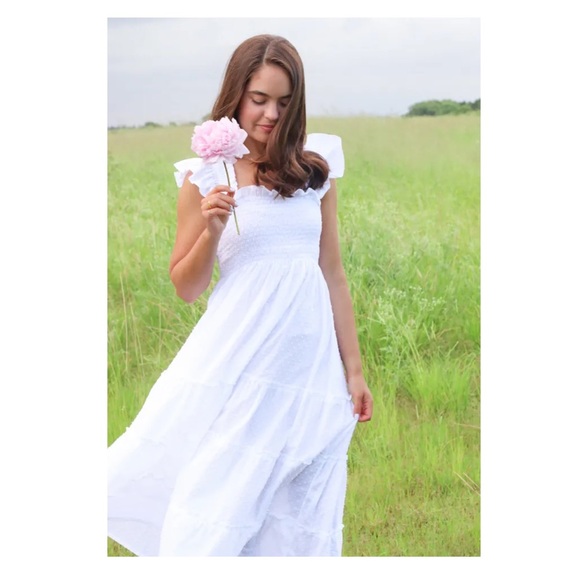 New! HILL HOUSE HOME Ellie Nap Midi Smocked Dress in White Swiss Dot - Picture 2 of 12